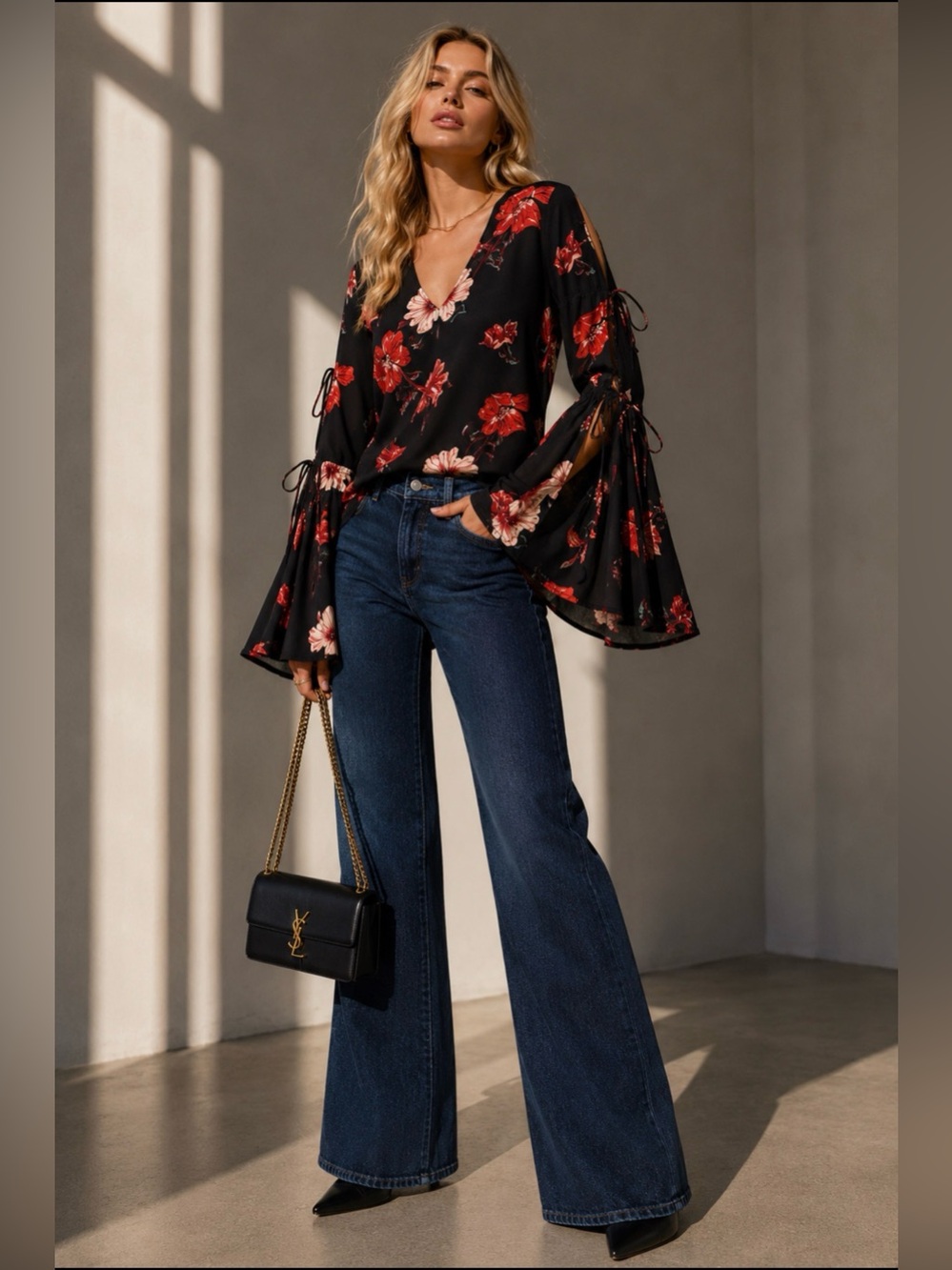 Leith Tie Floral Blouse